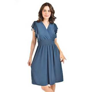 Foto 4 | Vestido Manga con Volantes Roman Fashion Juvenil Azul