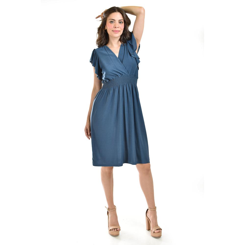 Foto 6 pulgar | Vestido Manga con Volantes Roman Fashion Juvenil Azul
