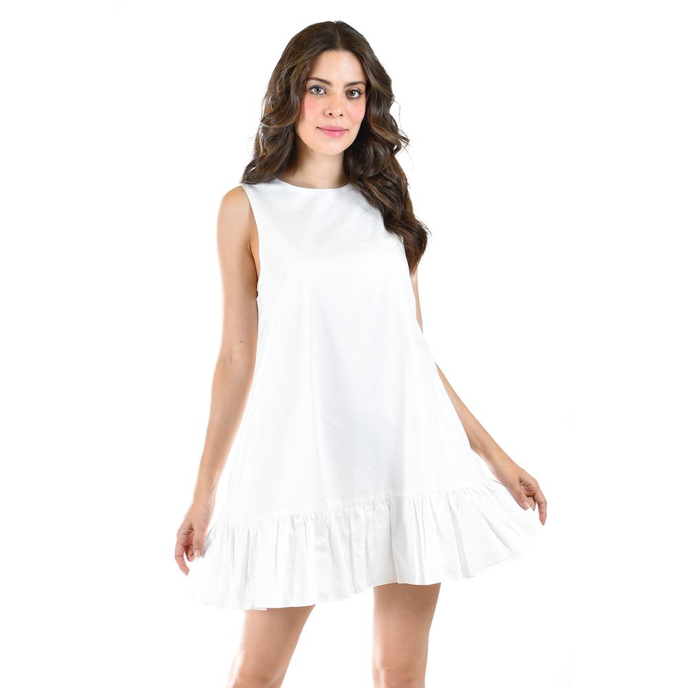 Foto 6 pulgar | Vestido Linea A con Olán Roman Fashion Juvenil Blanco