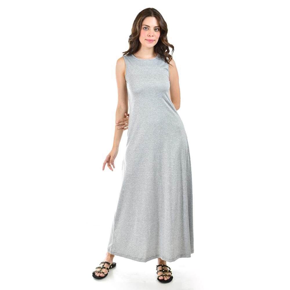Foto 2 pulgar | Maxi Vestido con Strech Roman Fashion Juvenil Gris