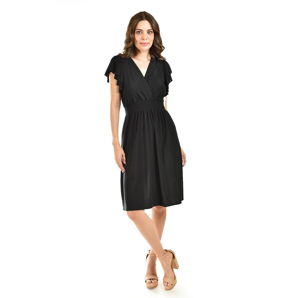 Vestido Manga con Volantes Roman Fashion Negro Juvenil
