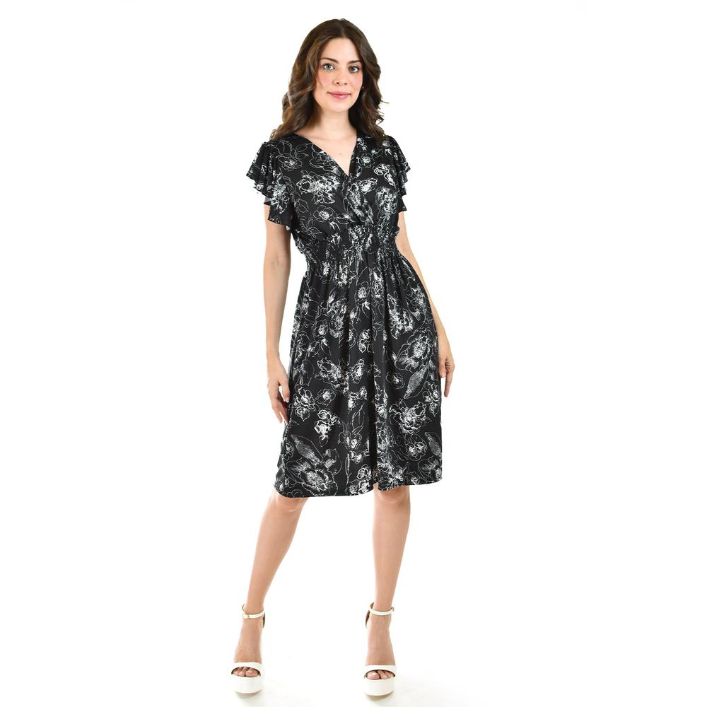 Vestido Roman Fashion Estampado Flores Negro