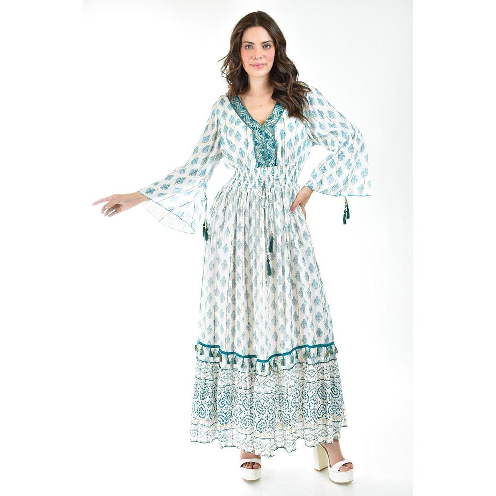 Vestido Bohemio Largo Roman Fashion Juvenil Verde