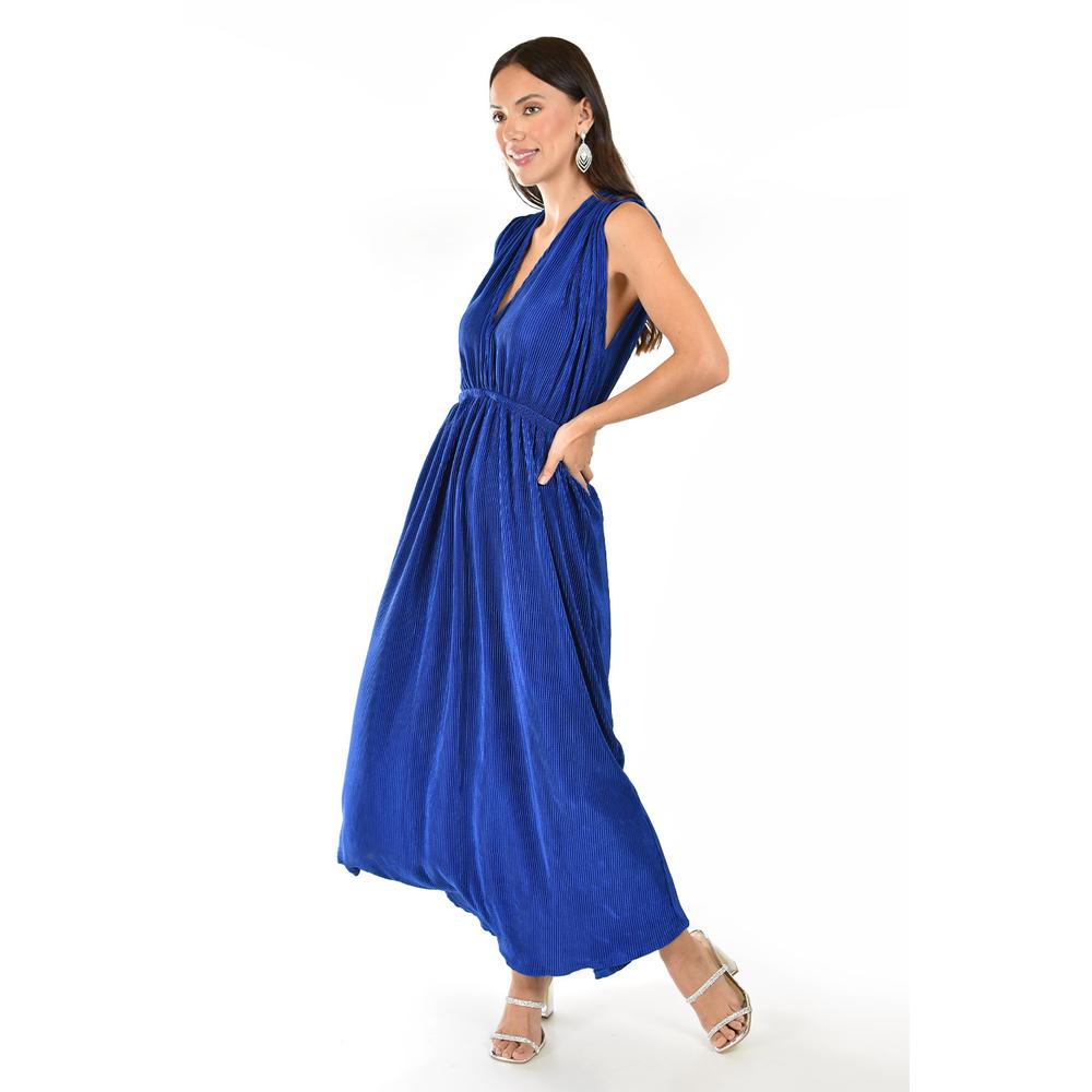 Foto 2 | Vestido Plisado Sin Manga Roman Fashion /tallas Extras, 9307 (azul Rey) Azul