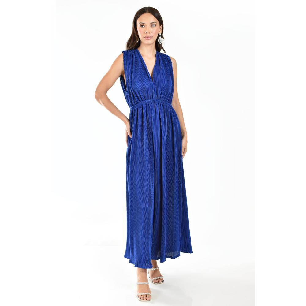 Foto 5 | Vestido Plisado Sin Manga Roman Fashion /tallas Extras, 9307 (azul Rey) Azul