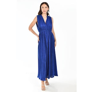 Foto 5 | Vestido Plisado Sin Manga Roman Fashion /tallas Extras, 9307 (azul Rey) Azul
