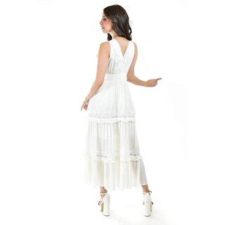 Foto 3 | Vestido Largo Con Detalle De Encanje Roman Fashion /juvenil, 517 (blanco) Blanco
