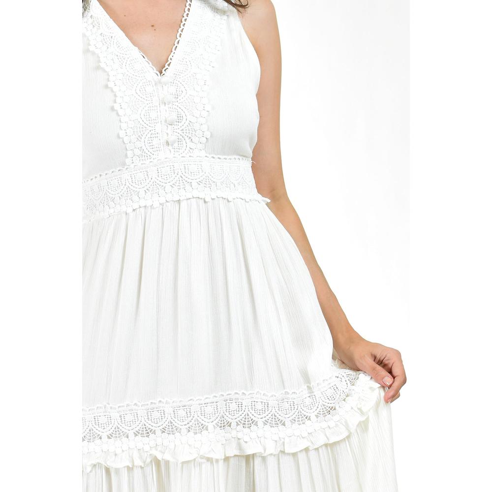 Foto 5 pulgar | Vestido Largo Con Detalle De Encanje Roman Fashion /juvenil, 517 (blanco) Blanco