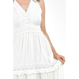 Foto 4 | Vestido Largo Con Detalle De Encanje Roman Fashion /juvenil, 517 (blanco) Blanco