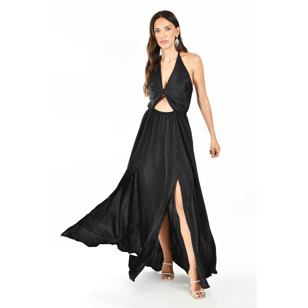 Vestido Plisado Escote Nudo Roman Fashion /juvenil, 9308 (negro) Negro