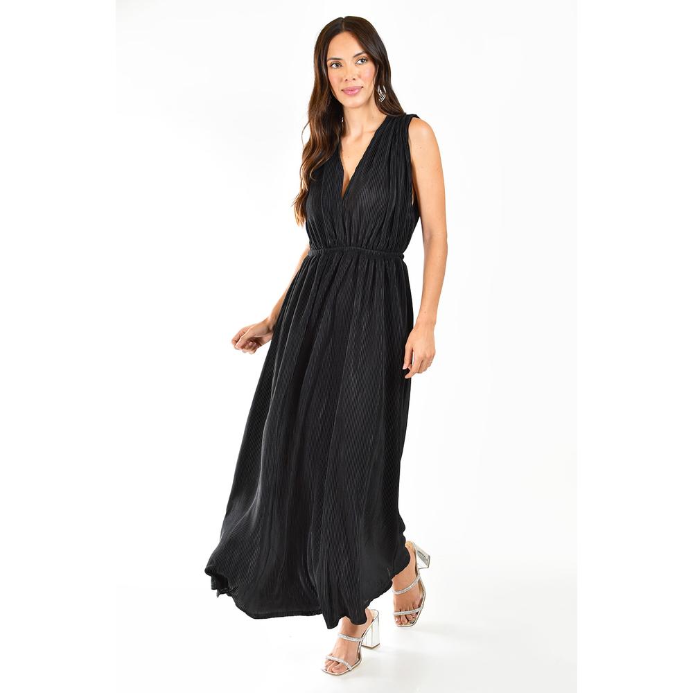Vestido Plisado Sin Manga Roman Fashion /tallas Extras, 9307 (negro) Negro