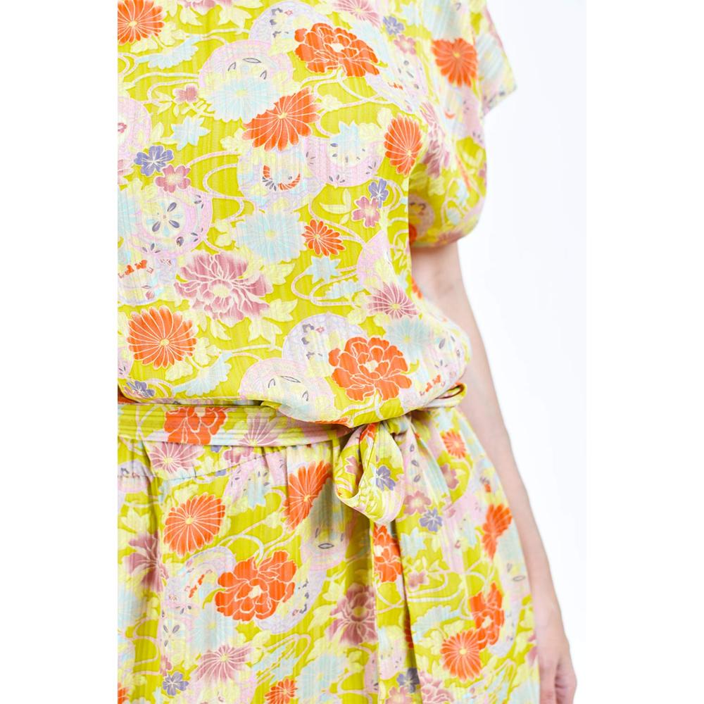 Foto 5 pulgar | Vestido Floreado Con Cinto Roman Fashion /juvenil, 32730 (lima Floreado) Verde Lima