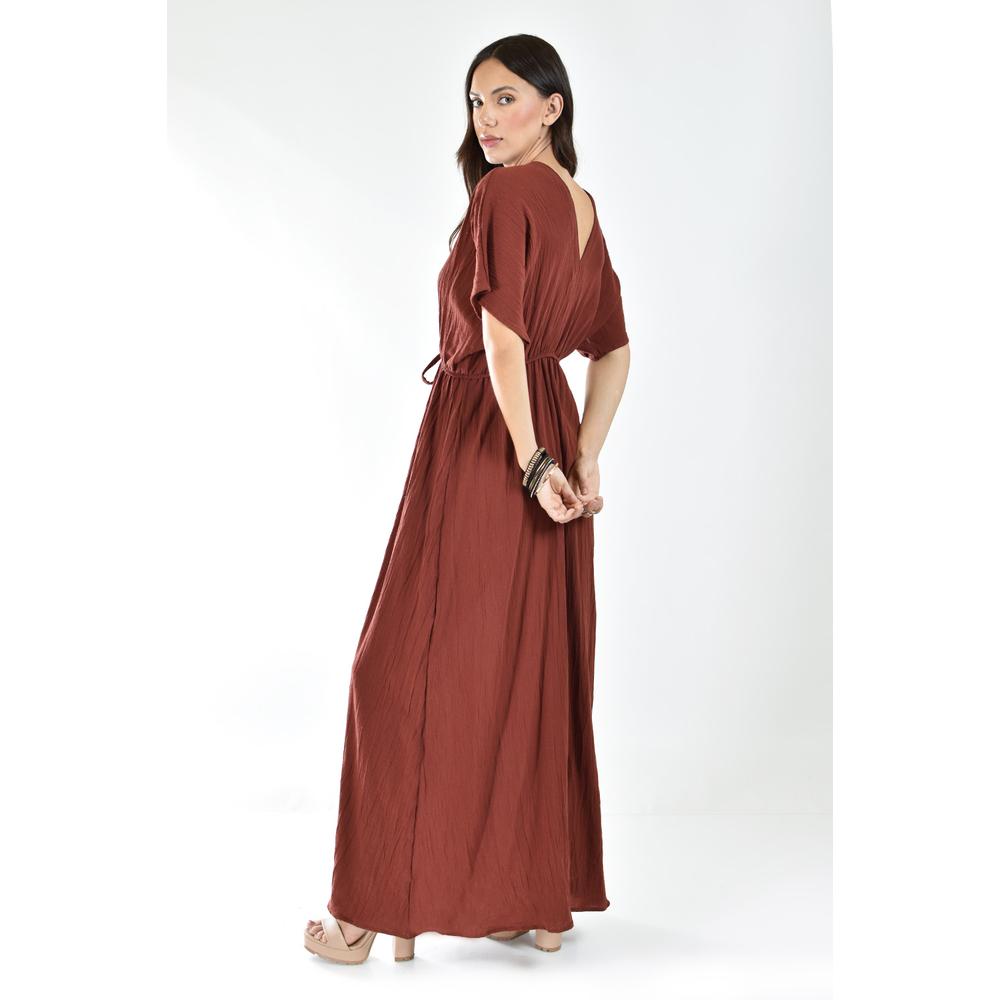 Foto 4 pulgar | Maxi Vestido de Algodón Roman Fashion Juvenil 924 Café