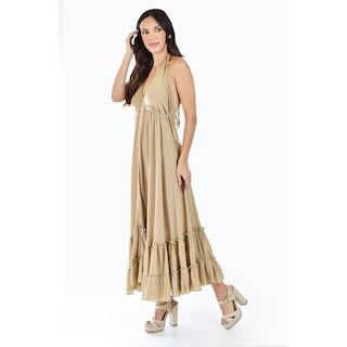Foto 2 | Vestido Espalda Descubierta Roman Fashion Juvenil Beige
