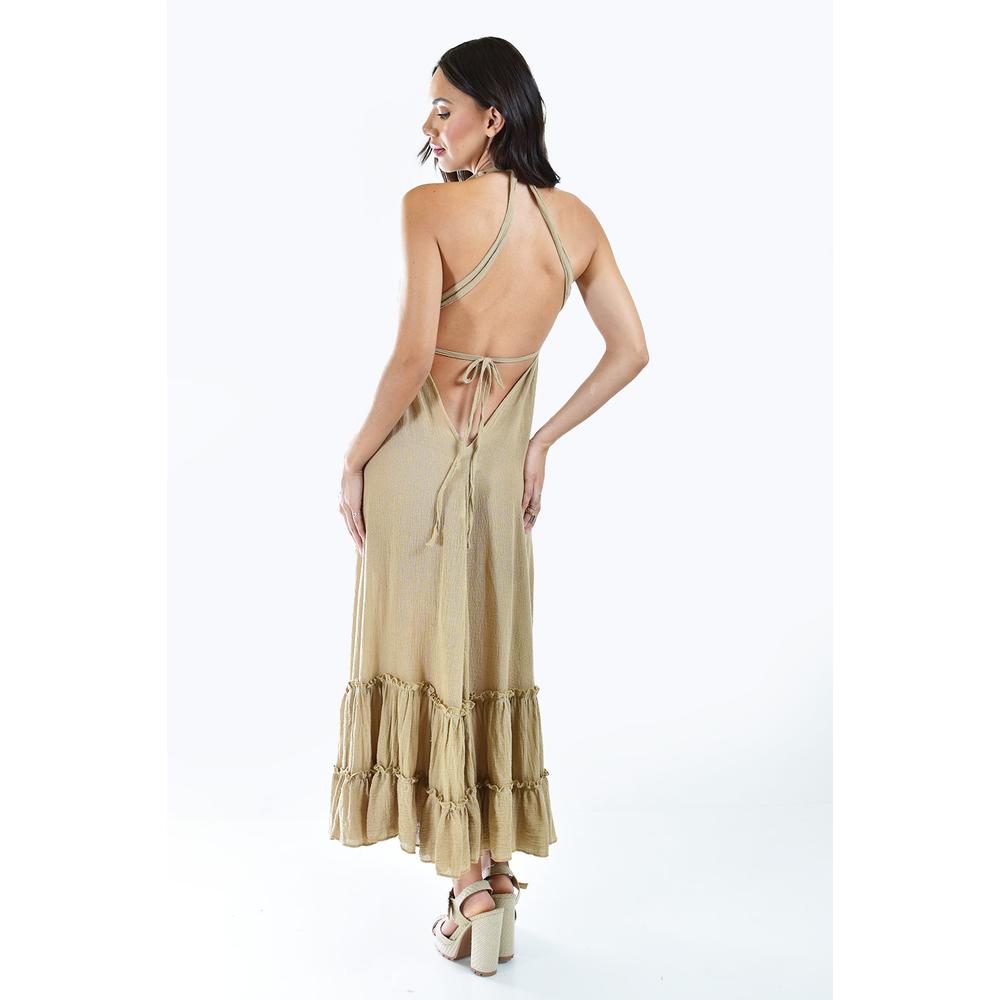 Foto 4 pulgar | Vestido Espalda Descubierta Roman Fashion Juvenil Beige