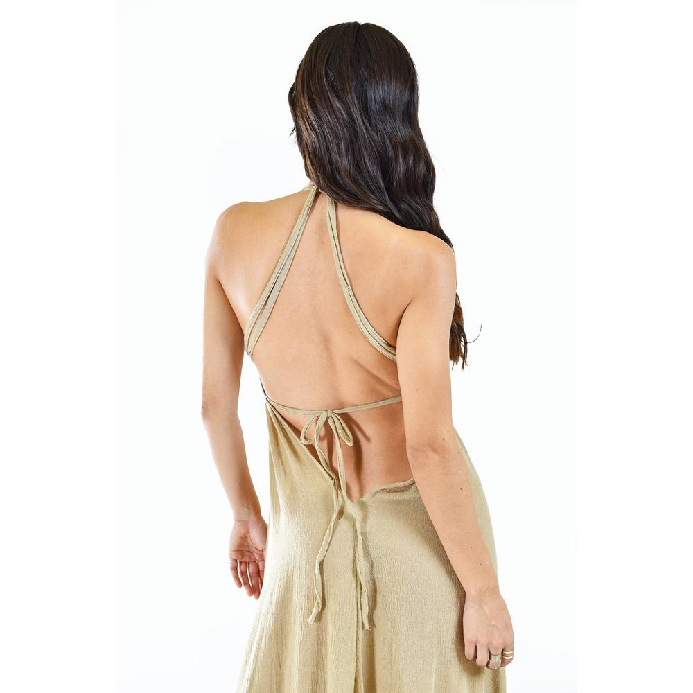 Foto 5 pulgar | Vestido Espalda Descubierta Roman Fashion Juvenil Beige