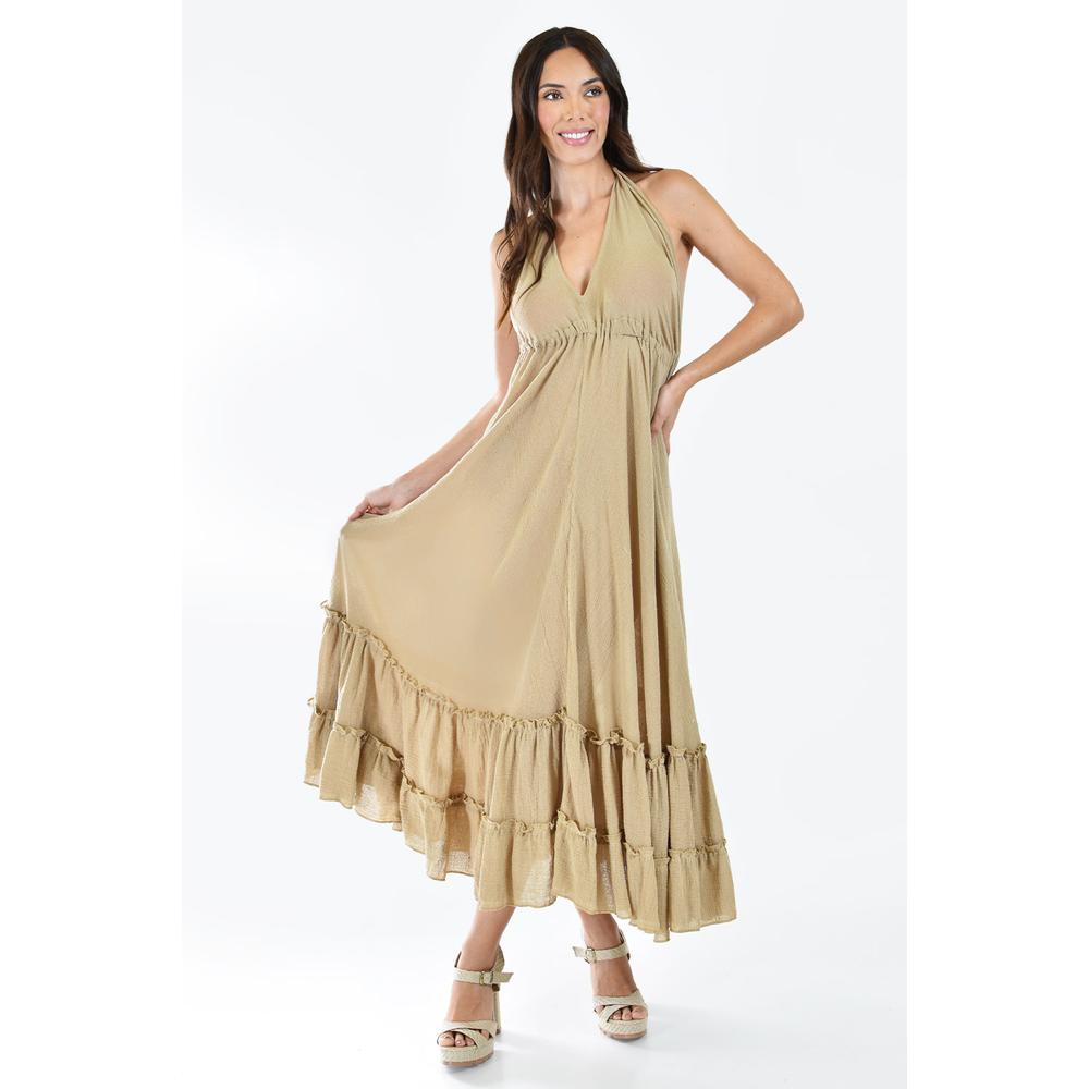 Foto 7 pulgar | Vestido Espalda Descubierta Roman Fashion Juvenil Beige