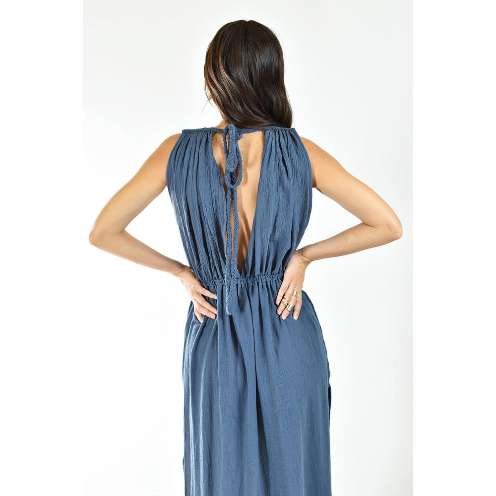 Foto 4 pulgar | Vestido Largo sin Manga Roman Fashion 9101 Azul para Mujer
