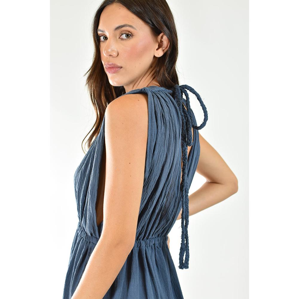 Foto 5 pulgar | Vestido Largo sin Manga Roman Fashion 9101 Azul para Mujer