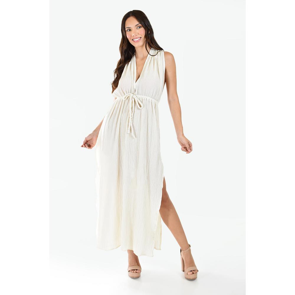 Foto 2 pulgar | Vestido Largo sin Manga Roman Fashion Juvenil Beige