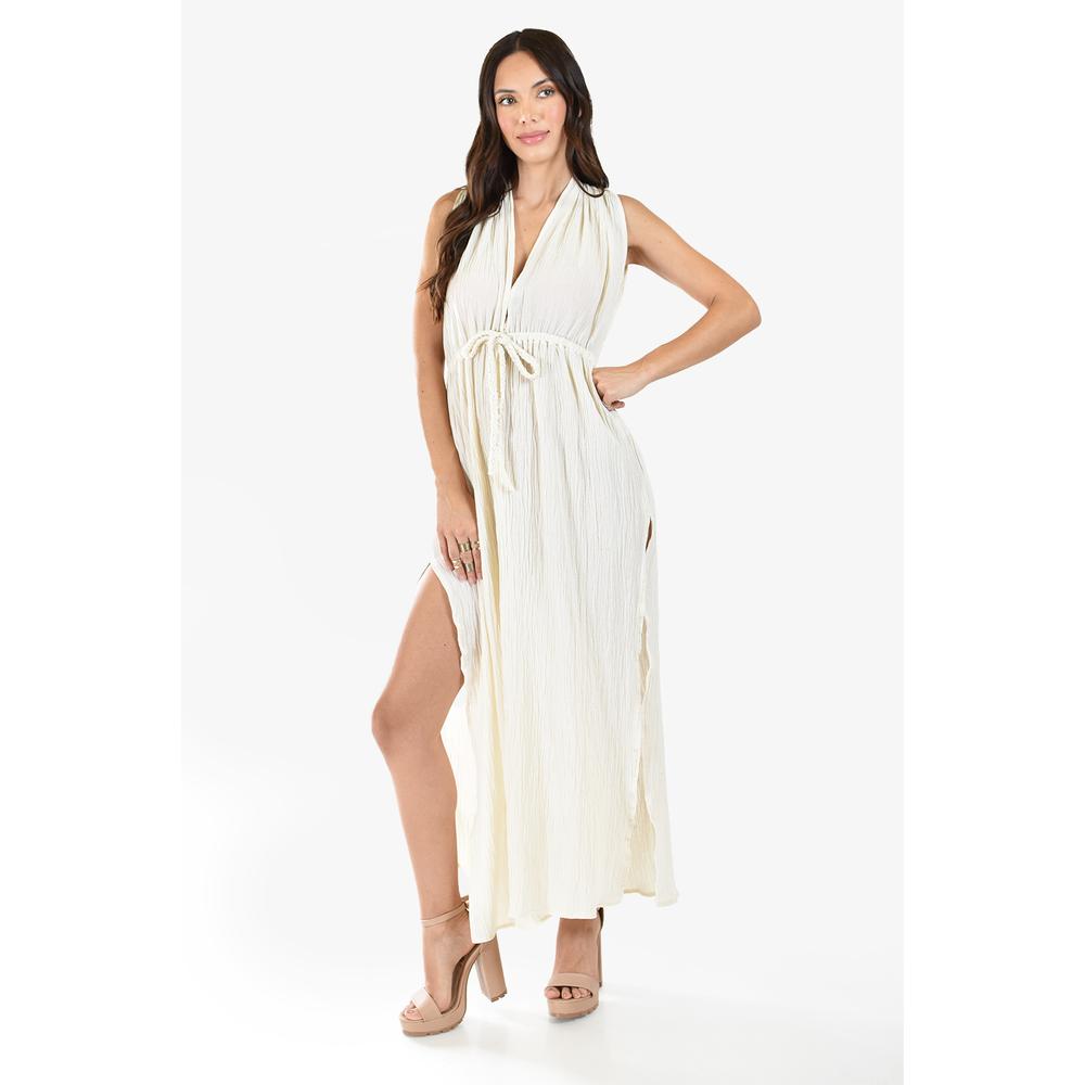 Foto 6 pulgar | Vestido Largo sin Manga Roman Fashion Juvenil Beige