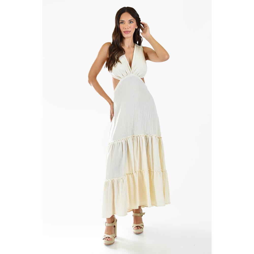 Foto 2 pulgar | Vestido Espalda Descubierta Roman Fashion Juvenil 9105 Beige