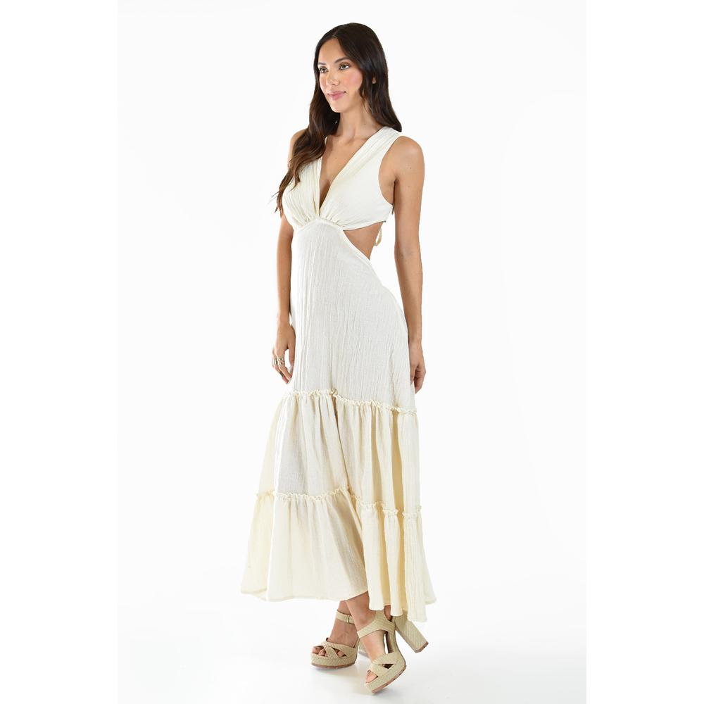 Foto 2 | Vestido Espalda Descubierta Roman Fashion Juvenil 9105 Beige