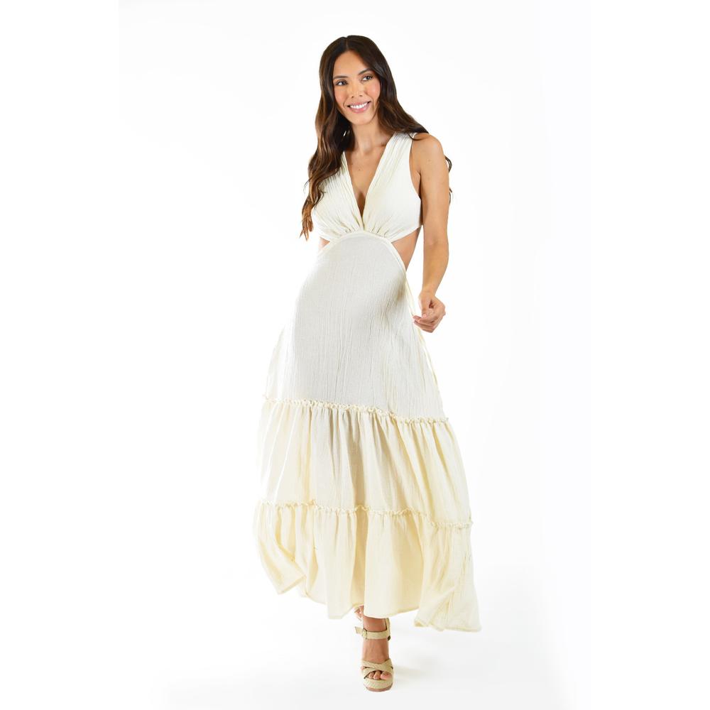 Foto 6 pulgar | Vestido Espalda Descubierta Roman Fashion Juvenil 9105 Beige