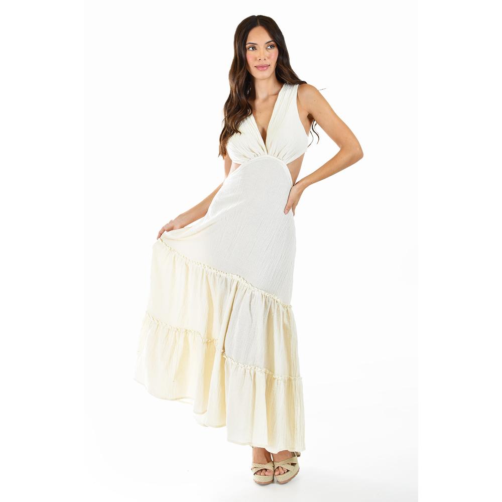 Foto 7 pulgar | Vestido Espalda Descubierta Roman Fashion Juvenil 9105 Beige