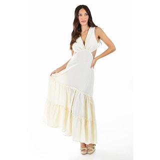 Foto 6 | Vestido Espalda Descubierta Roman Fashion Juvenil 9105 Beige