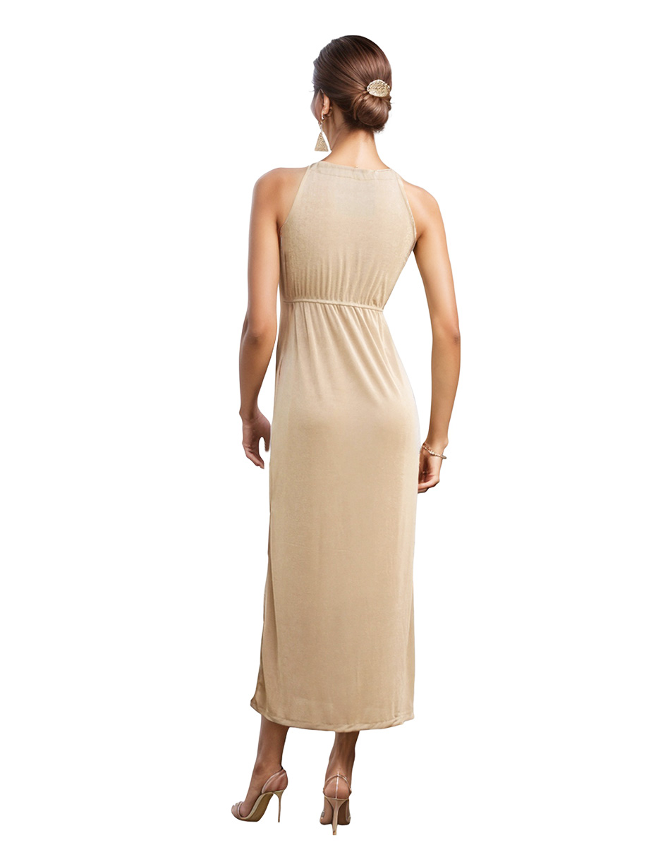 Foto 4 pulgar | Vestido Largo Formal Beddel Spandex Dorado