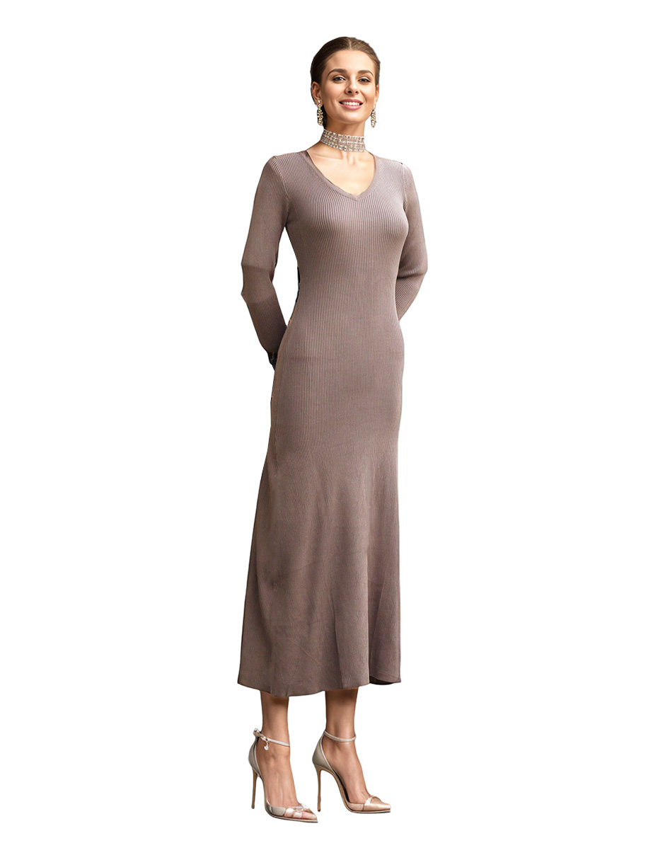 Vestido Midi Casual Bomy Tejido Marrón