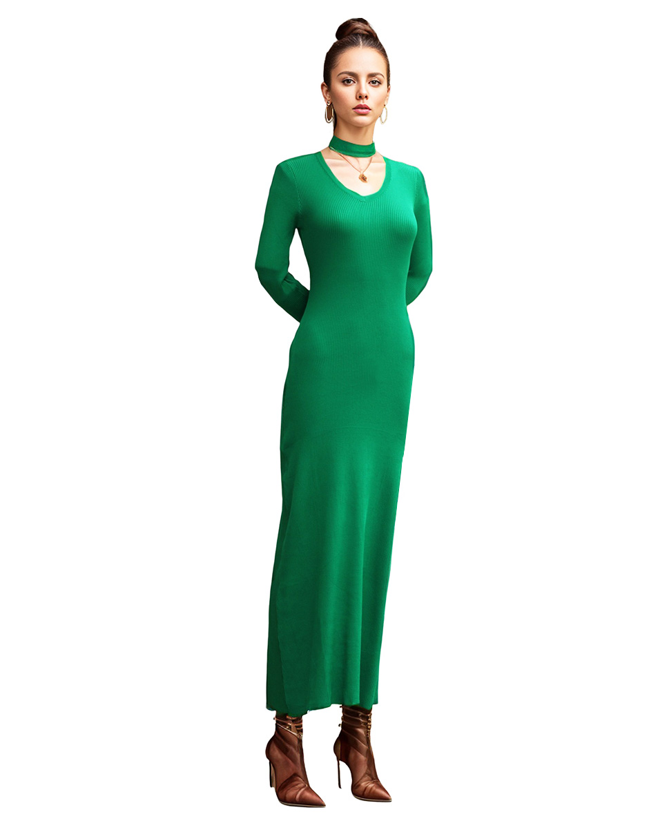 Foto 2 pulgar | Vestido Midi Casual Bomy Tejido Verde