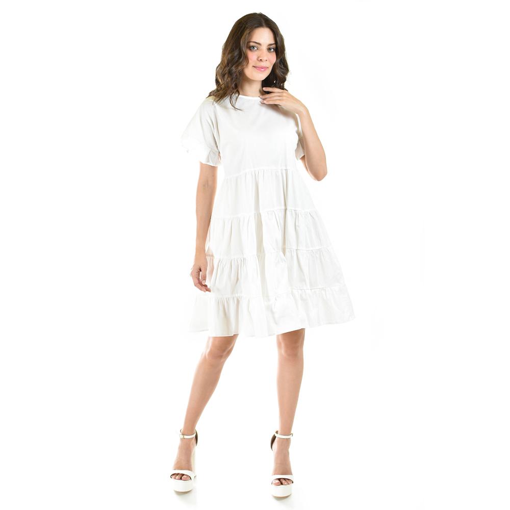 Foto 2 pulgar | Vestido De Popelina Manga Olan Roman Fashion /juvenil, 486 (blanco) Blanco