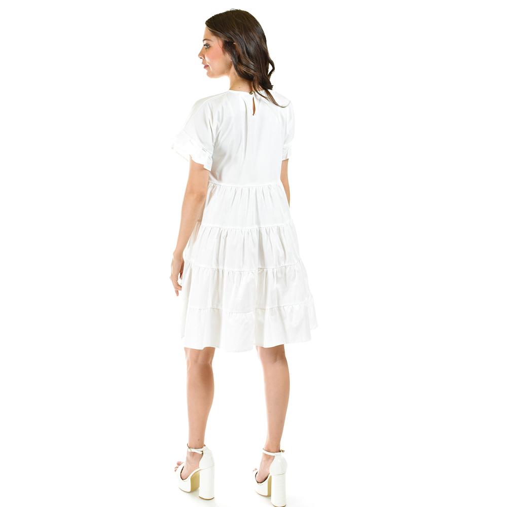 Foto 4 pulgar | Vestido De Popelina Manga Olan Roman Fashion /juvenil, 486 (blanco) Blanco