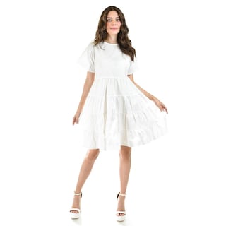 Foto 6 | Vestido De Popelina Manga Olan Roman Fashion /juvenil, 486 (blanco) Blanco