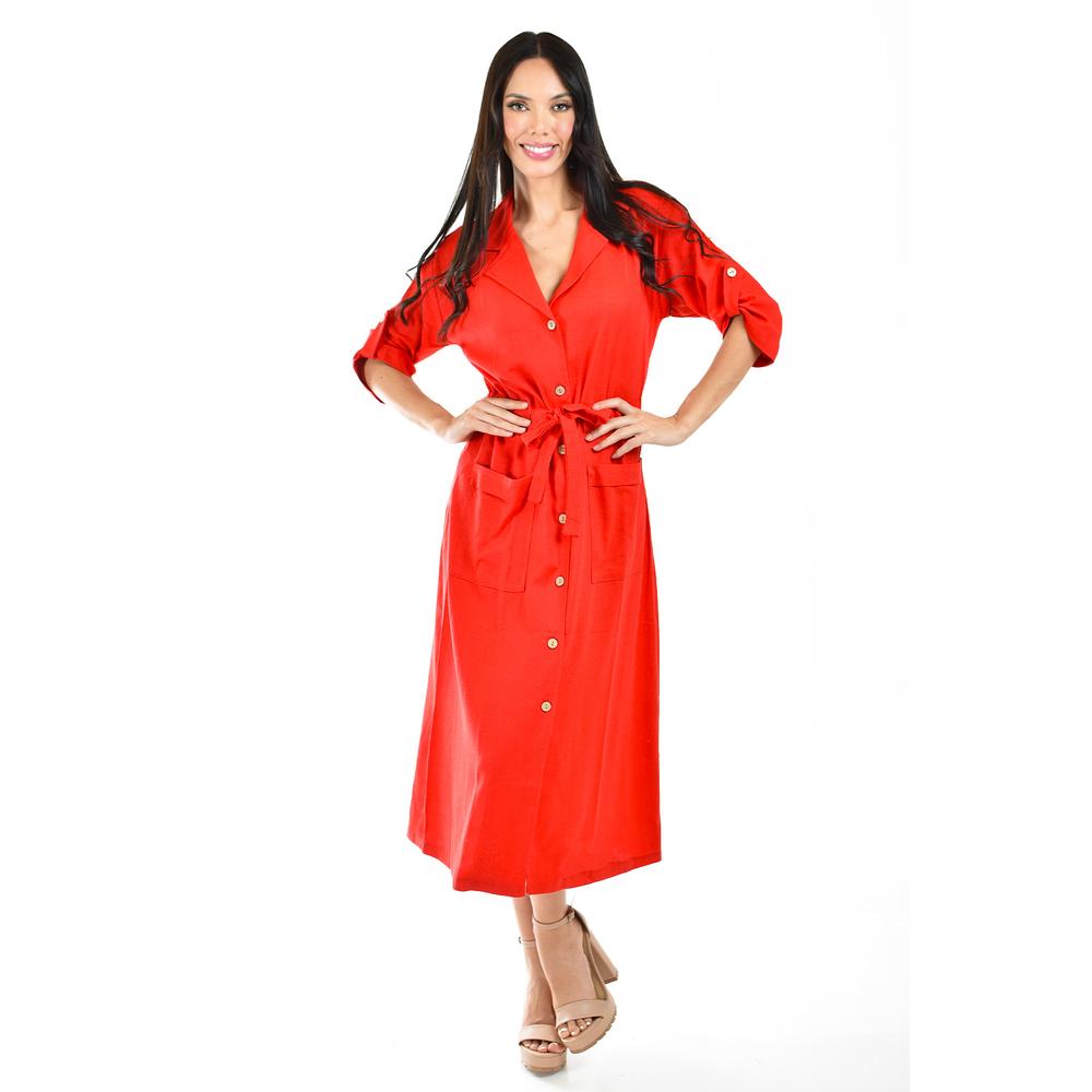 Foto 2 pulgar | Vestido Camisero Roman Fashion Rojo