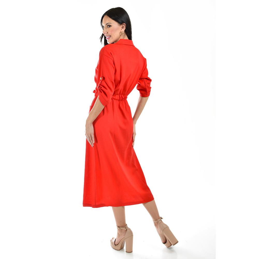 Foto 4 pulgar | Vestido Camisero Roman Fashion Rojo