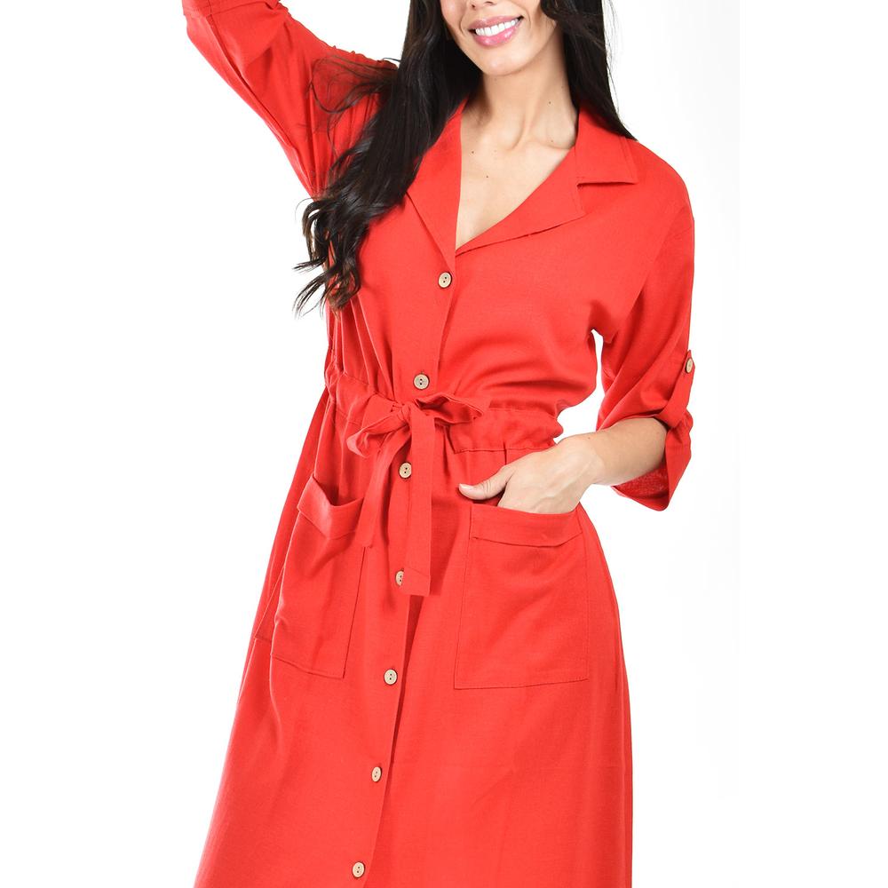 Foto 5 pulgar | Vestido Camisero Roman Fashion Rojo