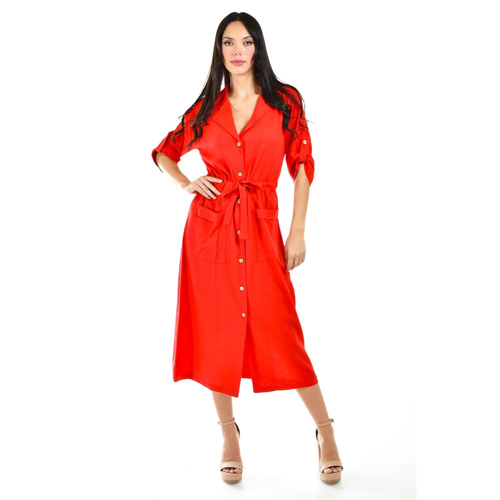 Foto 6 pulgar | Vestido Camisero Roman Fashion Rojo