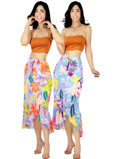 Foto 1 | Set De Dos Faldas Corte De Sirena Con Volantes Elegante O Casual Fald-1002-px2 Colores Variados Lápiz De Cintura Alta