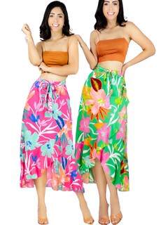 Foto 1 | Set De Dos Faldas Corte De Sirena Con Volantes Elegante O Casual Fald-1002-px2 Colores Variados Lápiz De Cintura Alta