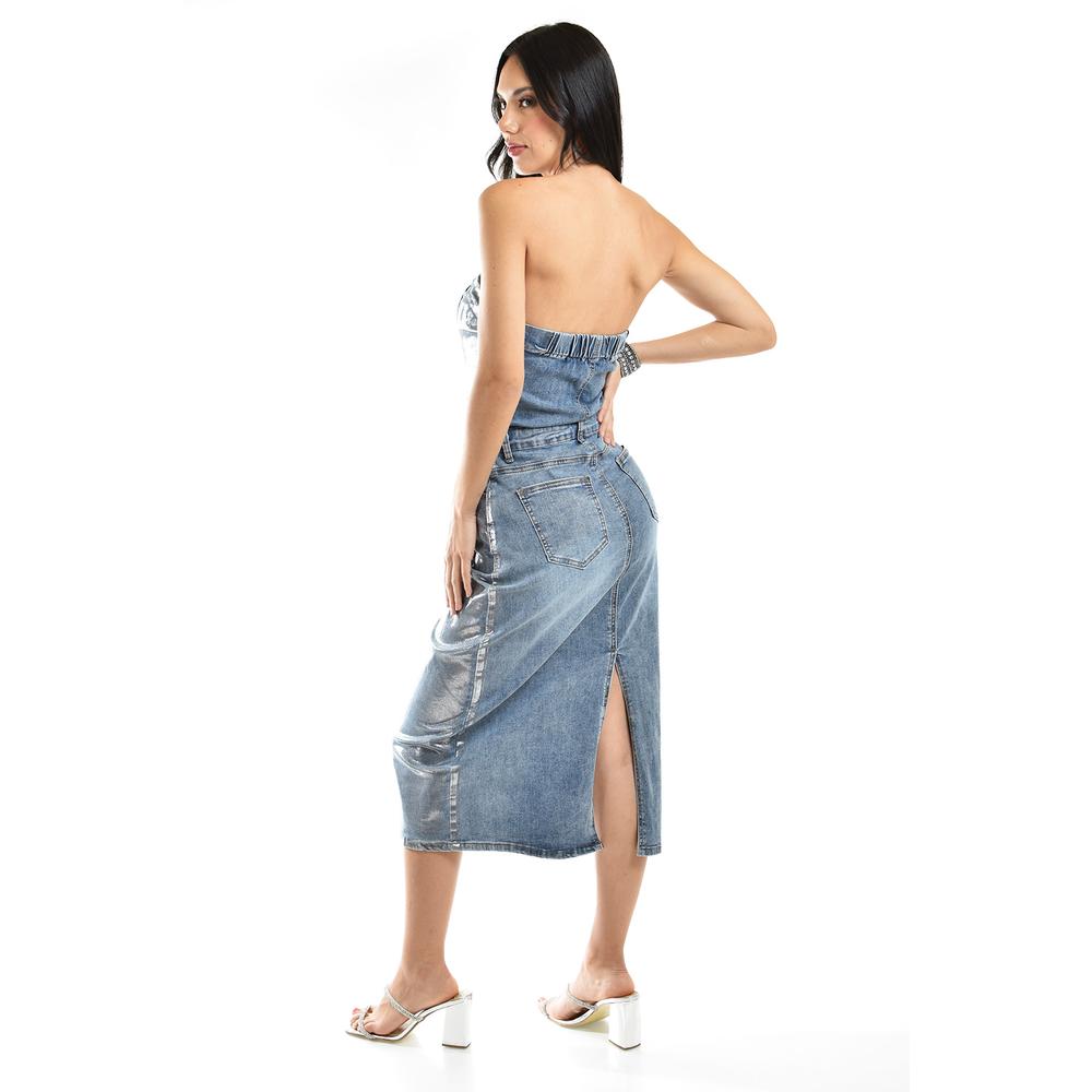 Foto 4 pulgar | Vestido Denim Efecto Metalizado Juvenil 324 Azul