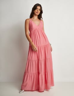 Foto 1 | Vestido Devendi Color Rosa Largo Escote V