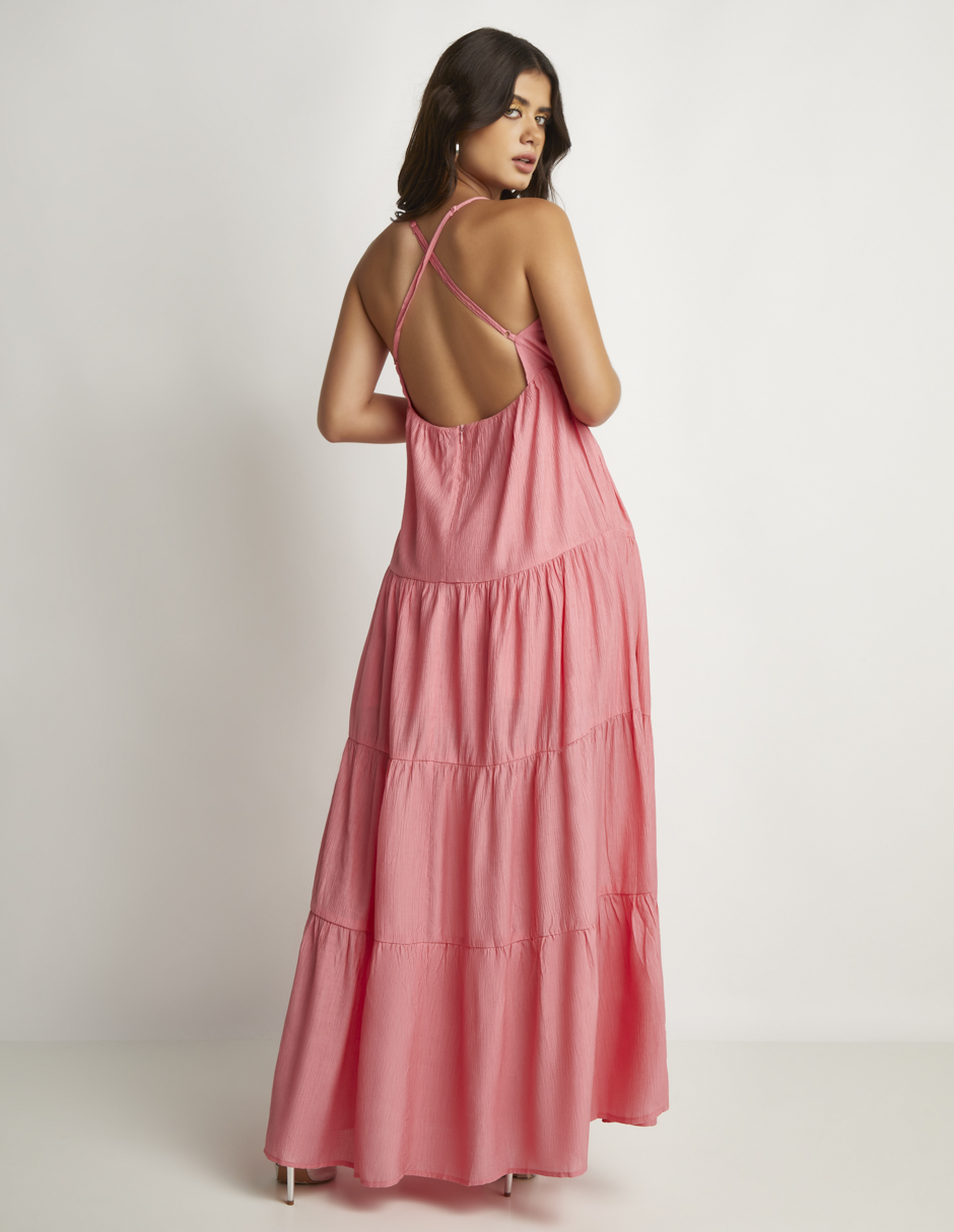 Foto 2 | Vestido Devendi Color Rosa Largo Escote V