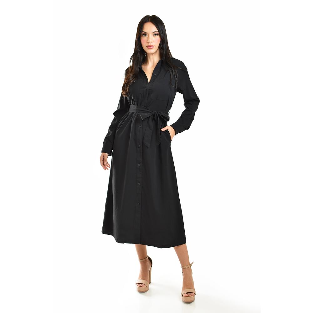 Vestido Camisero Con Cinto Roman Fashion /juvenil, 5073 (negro) Negro
