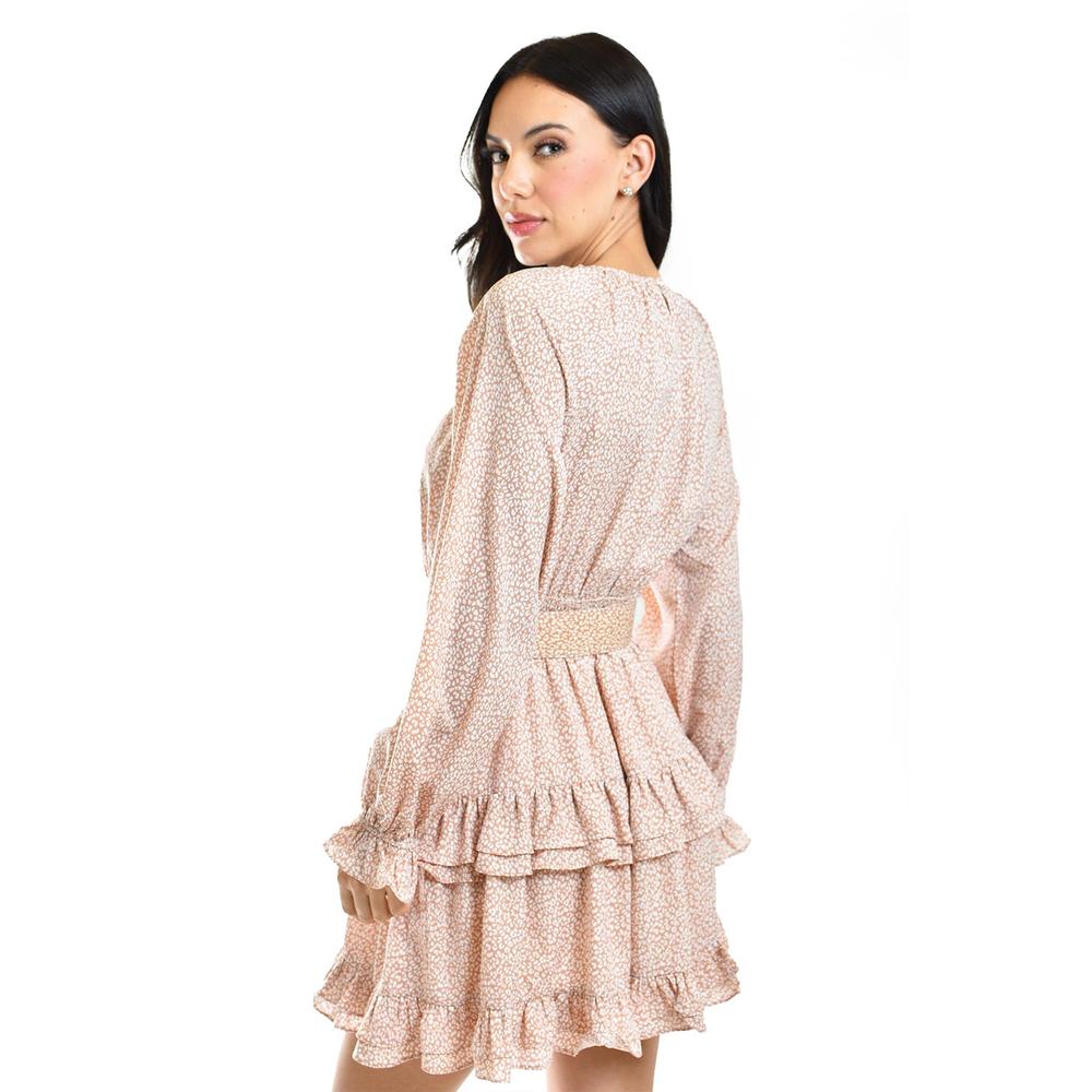 Foto 4 pulgar | Vestido Print Con Cinto Roman Fashion /juvenil, 4427 (palo De Rosa) Rosa