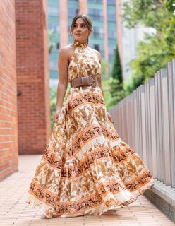 Foto 3 | Vestido Largo Cuello Halter Alessia J&b Color Curuba