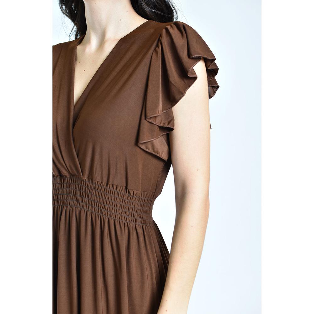 Vestido Largo Manga Volantes Roman Fashion /juvenil, 9940-so (cafe) Cafe