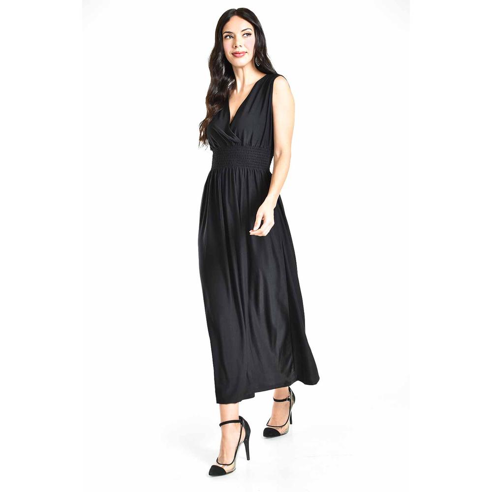 Vestido Largo Cintura Smock Roman Fashion / Juvenil, 8801-so (negro) Negro